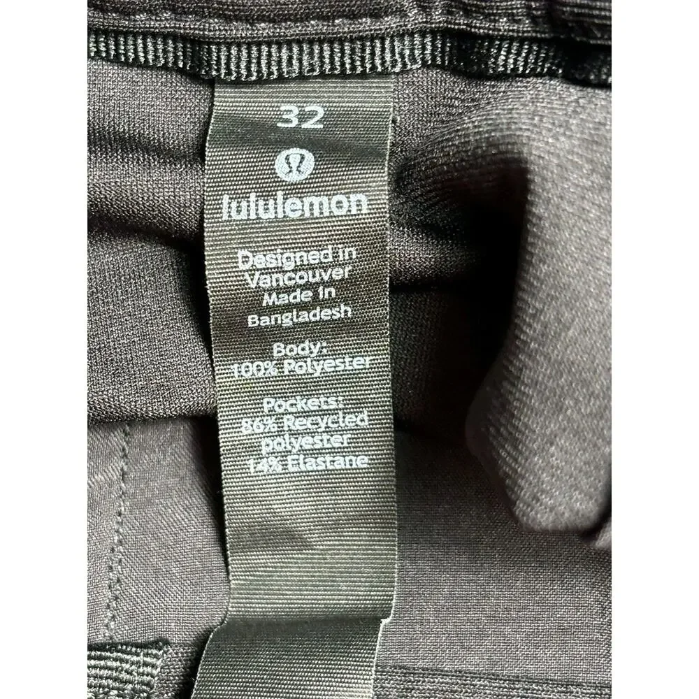 Lululemon Performance Dress Chino Pant Mens 32 Charcoal Gray Stretch Zip Pocket